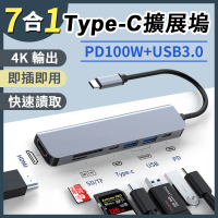 【YORI優里嚴選】7合1智能Type-C轉接器 HDMI轉接頭 USB集線器 Hub(4K高畫質 PD快充 讀卡轉接器)
