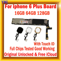 Free iCloud For iPhone 6 Plus 5.5inch Motherboard With/No Touch ID Original Unlocked Logic Board 16GB 64GB 128GB Test well