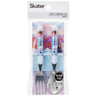 小禮堂 Skater 迪士尼 冰雪奇緣 兒童不鏽鋼湯叉組 SFR1 (藍角色款)