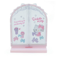 小禮堂 Hello Kitty 桌上型透明雙門化妝鏡 (淺粉浮雕款)