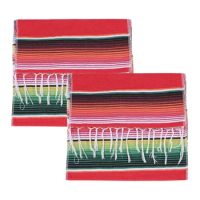 Hot 2 Pack 14 By 84 Inch Mexican Table Runner 14 X 84 Inch Mexican Party Wedding Decorations Fringe Cotton Serape Blanket Table