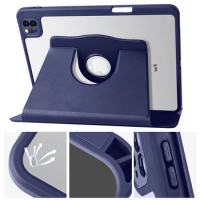 100pcs Acrylic 360 Rotation Case For iPad 10th 10.9 7th 8th 9th 10.2 With Pencil Holder for IPad 9.7 2018 11 12.9inch Back Cover