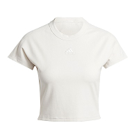Adidas W LNG RIB TEE [IP2272] 女 短袖 上衣 短版 休閒 緊身 彈力 棉質 白