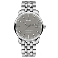 TITONI 梅花錶 大師系列 消光銀機械腕錶 41mm / 83188S-678