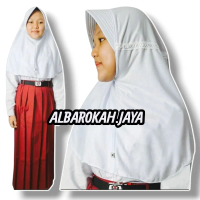 Albarokah Jaya Hijab Sekolah Kerudung Anak SD Renda Serut Putih Elegan dan Nyaman Fashion
