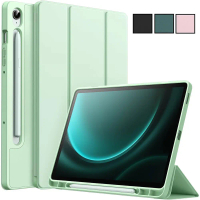 Sarung Kulit Keras Jelas, untuk Samsung Tab S10 FE Plus, 13.1 inci, dengan Pemegang Pen S, Pendirian