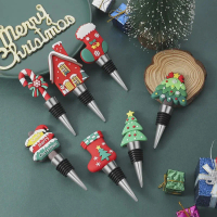 【L Cral】 1pc Christmas Wine Stopper Silicone Wine Beverage Bottle Cap Leak Proof Sealed Fresh Win