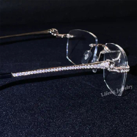 Designer Sunglasses Hip-hop Jewelry Glasses Clear Lens Yellow Gold Plated VVS Moissanite Glasses For Men Women