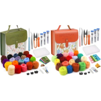 Needle Felting Starter Kits 20 Color Wool Felt Tool with Storage Bag Wool Roving for Felted Animal Needle Felting Supply