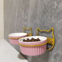 陶瓷寵物碗斜口免打孔壁掛式貓咪飯碗懸掛式小型犬小狗兔子高顏值