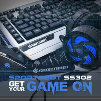 福利品 美國聲霸SportsBot SS302 LED競技鍵盤滑鼠耳機滑鼠墊電競遊戲四合一組 強強滾