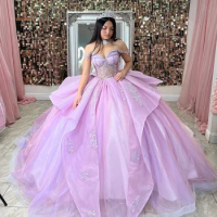 Charro Quinceanera Dresses With Detachable Train Lavender Mexican Vestidos De 15 Años Sweet 16 Pageant Party Dress
