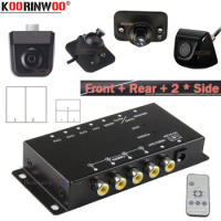 Koorinwoo Car Parking System 360 Split Box Video For 4 Cameras HD CCD Switch Combiner Channels Left Right Front Rear view Camera