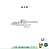 AYU Cincin Emas - Butterfly Mini Solitaire Twist Ring 8k White Gold