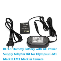 BLH-1 BLH1 Dummy Battery with AC E6 AC-E6 Power Supply Adapter Kit for Olympus E-M1 Mark II EM1 Mark iii Camera