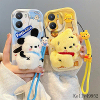 เคสโทรศัพท์, ซองหนังสำหรับ Vivo Y16 4G, Y56 T2X 5G, V2204, V2214, V2225, การออกแบบตุ๊กตาการ์ตูน 3D, 