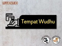 Sign Akrilik Tempat Wudhu Aesthetic | Signboard Tempat Wudhu Hitam Gold
