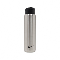 Nike 水壺 Straw Bottle 24oz 銀 黑 不鏽鋼 可拆吸管 保冷 耐刮 運動水壺 N100163295-324