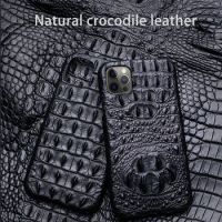 Natural Crocodile Leather Phone Case For iPhone 13 Mini 12 11 Pro For Apple X XS Max XR 6 6S 7 8 Plus SE Luxury Alligator Cover