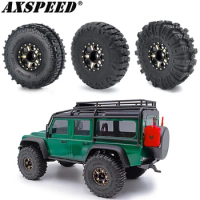 AXSPEED 1.0" Beadlock Wheel Rims Tires Set for 1/18 1/24 RC Crawler Car Axial SCX24 FMS FCX24 TRX4M Bronco Defender Parts
