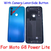 AAAA Quality For Motorola Moto G8 Power Lite Back Cover Battery With Camera Lens + Side Button Housing Replacement Parts