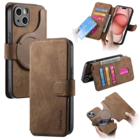 For Xiaomi Poco M6 Pro 4G 2024 2IN1 Detachable Magnetic Magsafe Leather Wallet Cover For Poco X6 Pro X 6 Case C65 M6Pro Funda