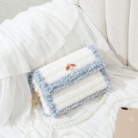 手工編織包包diy毛線材料包自制作禮物送女友手織自縫網格毛毛包