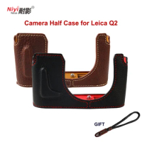 Camera Half Case for Leica Q2 Camera Bottom Battery Opening Version Genuine Leather Camera Case Video Half Bag Camera Bodysuit