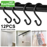 12pcs Black S Shaped Hooks Kitchen Bathroom Hanging Heavy Duty Hook Hanger For Pancoat Bag Plant Hanging Tool S Shape Hook