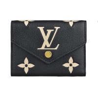 【Louis Vuitton 路易威登】LV M80968 Victorine 字母LOGO牛皮釦式零錢短夾(黑x米白)