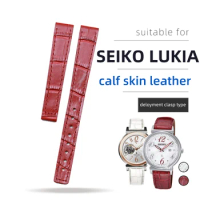 PESNO Lady Calf Skin Leather Watch Bands Red Off-white Watch Accessories Strap Suitable for SEIKO LUKIA