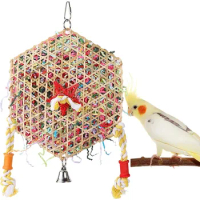 1PCS Parrot Bite Toys Climbing Foraging Bird Chew Toy Colored Paper Shredder Bamboo Woven for Lovebirds Cockatiels Budgies