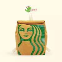 WAKAKIDS Wakakids Tas Ransel Backpack Bentuk Paper Bag Motif Unik Restoran Fast Food Starbucks Venrc