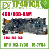 KEFU TP401CA Notebook Mainboard For ASUS VivoBook 14 TP401C TP401CA Laptop Motherboard W/M3-7Y30 I5-7Y54 64GB/128G-SSD 4GB/8GB