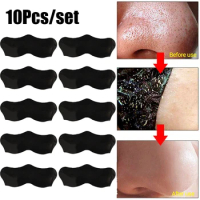 10pcs Bamboo Charcoal Face Nose Mask Blackhead Remove Deep Cleansing Nose Shrink Pore Strips Peel Off Sticker Skin Care Mask