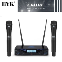 EYK EAU10 Adjustable UHF Wireless Microphone System Stage Handheld Mic With 2*100 Channels Frequency Points Suit For Karaoke DJ