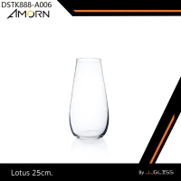 JJGLASS - ( AMORN ) Lotus 25cm. - แจกันแก้ว ทรงสูง เนื้อใส งานแฮนด์เมด สำหรับจัดดอกไม้และตกแต่งบ้าน