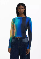 Desigual Blue Gradient Fine Gauge Knit