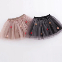 New Style Girls Two-Layer Pom-Pom Puffy Skirt Short Skirt Mesh Half Skirt Children's Princess Skirt 