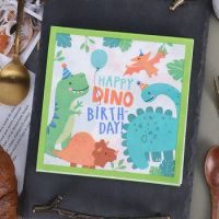 20Pcs/Pack Cartoon Dinosaur Printed Children's Birthday Party Decor Napkin Restaurant Napkin Papers