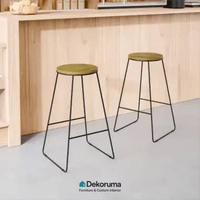 Dekoruma LEGNO Kursi Bar Kayu Minimalis / Bangku Tinggi Kayu/ Bar Stool / Kursi Cafe - Cokelat Tua