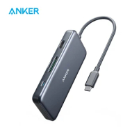 Anker usb hub 341 USB-C Hub (7-in-1) with 4K HDMI 100W Power Delivery usb c hub and 2 USB-A 5Gbps Data Ports laptop accessories