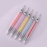 1PCS New Colorful Dual Tip Rhinestone Nail Art Pointing Pen Silicone Tip Sculpting Pointing Tool Women DIY Brush Dotting Tools