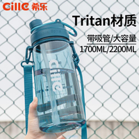 希樂tritan水杯便攜塑料杯子夏季超大容量吸管杯簡約大號運動水壺【摩可美家】