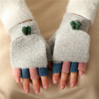 沛錦學生手套女小豆芽可愛冬天翻蓋包指針織毛線手套暖和寫字可1入