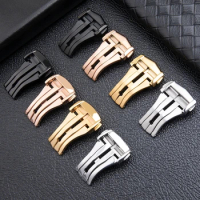 18mm 20mm Deployment Watch Buckle For Omega Strap Leather Rubber Watchband Black Silver Gold Steel Folding Clasp Accessories