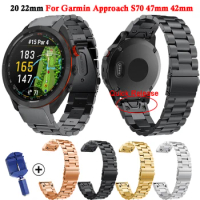 20 22mm Stainless Steel Band for Garmin Approach S70 42mm 47mm Watch Strap Fenix 7 6 7S 6S Epix Pro 5 5S Plus Bracelet Watchband