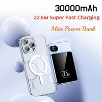 30000mAh Magnetic Qi Wireless Charger Power Bank 22.5W Mini Powerbank For iPhone 15 14 Samsung Huawei Super Fast Charging
