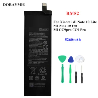 Original 5260mAh BM52 Phone Battery For Xiaomi Mi Note 10 Lite Note10 Pro Mi CC9 Pro Replacement Batteries Bateria+Tools