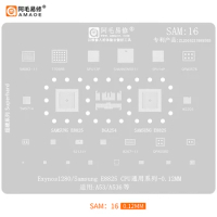 SAM:16 BGA Reballing Solder Template Stencil For SAMSUNG A53/A536/SPU13P/SPU14P/Exynos1280/E8825/SAM